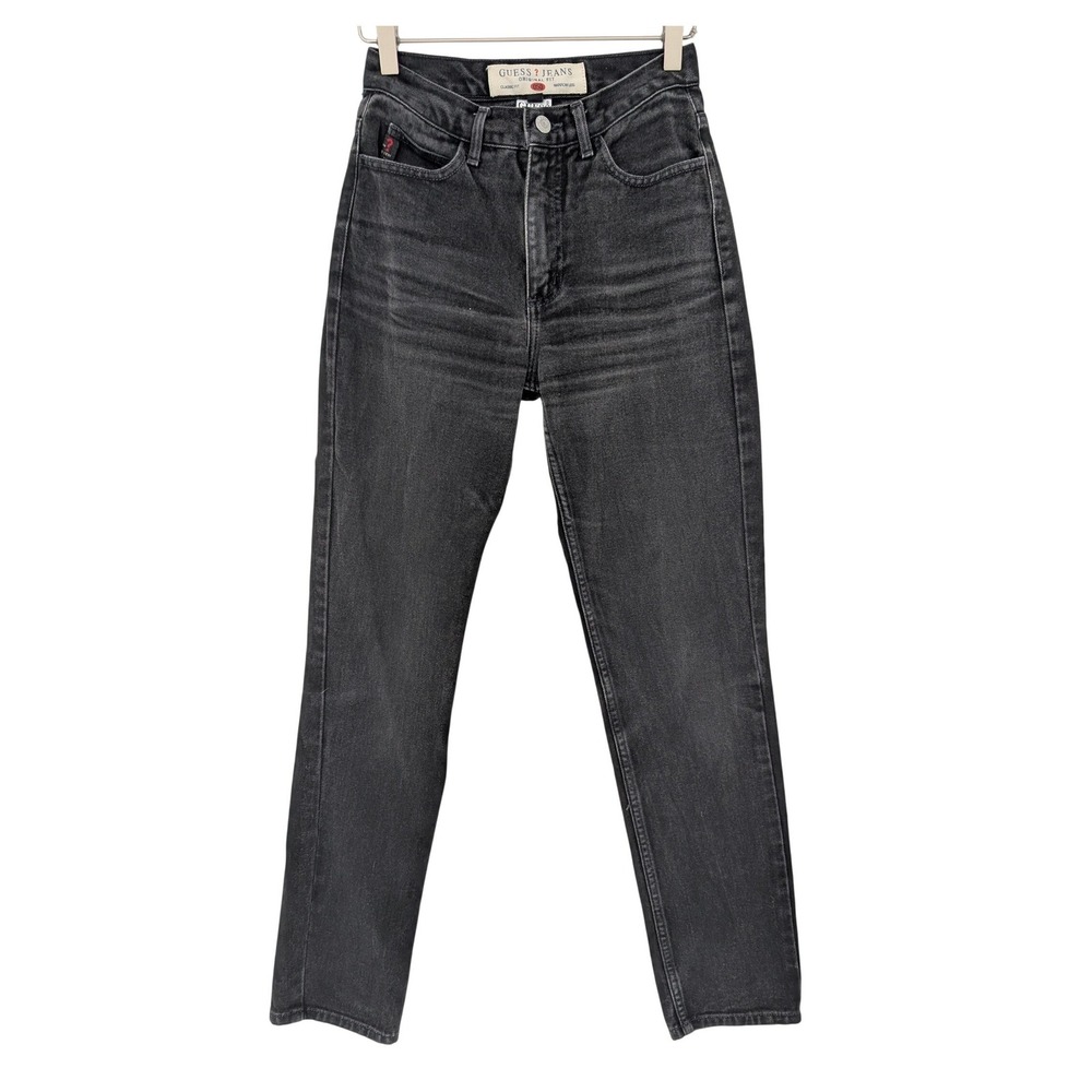VTG 90s Guess Jeans Original Fit Womens 27 Black Denim Acid Wash High Rise Mom